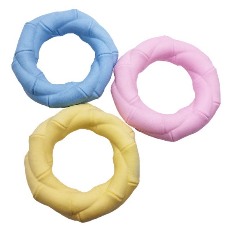 Transfronterizo nuevo perro molar anillo TPR espuma mordisquear diente Limpieza de juguete leche sabor macaron color juguete para mascotas