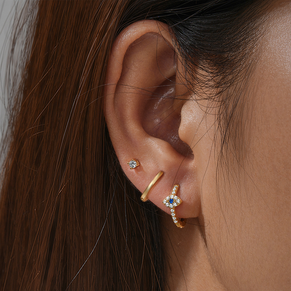 4g Weight Zircon Inlay Material Earrings Classification 3 Pieces Set Quantity Daily Occasion 925 Sterling Silver Material Geometric Pattern Women's Gender Plating, Inlay Design Simple Style Style 3 Pieces Set 925 Sterling Silver Zircon Geometric Earrings 65