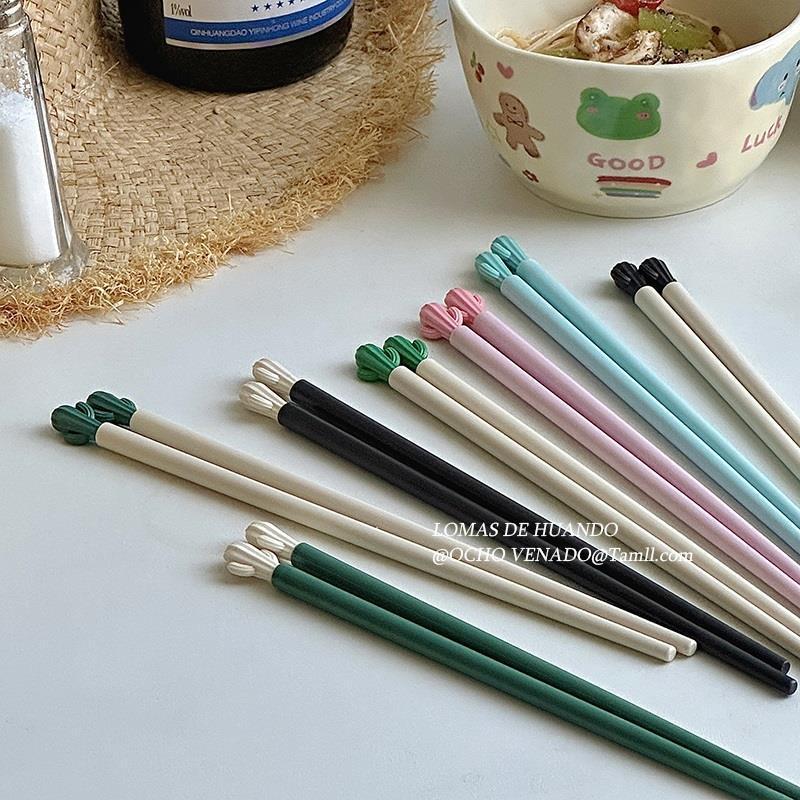 Macaron Color Cactus Chopsticks New Dishwasher Household One-person Cute High-value Anti-slip High-temperature-resistant Chopsticks