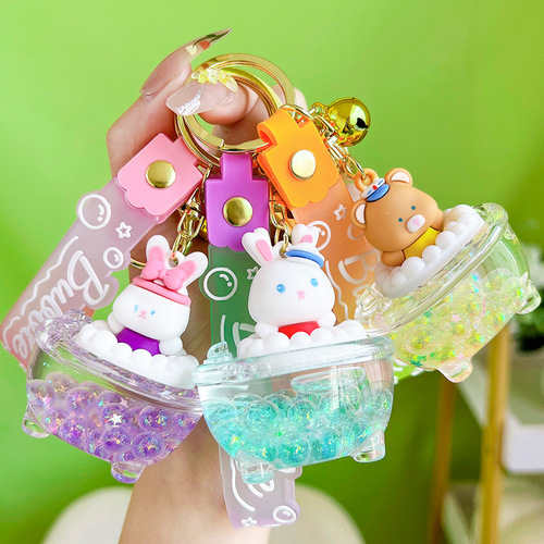 Creative cartoon luminous bathtub keychain, exquisite and cute car bag accessories, couple small gifts supply source