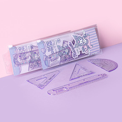 Kurumi Bookmark Ruler 15CM Sanrio Series Student Drawing Creative Triangular Ruler Straight Ruler Set of 4
