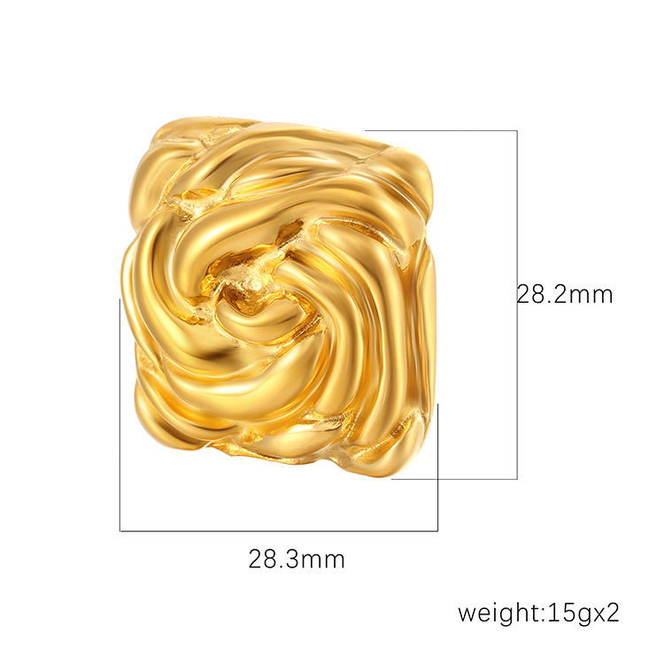 Transfronterizo de alta calidad de moda personalizada pendientes 18K chapado en oro de acero inoxidable cuadrado textura pendientes temperamento al por mayor