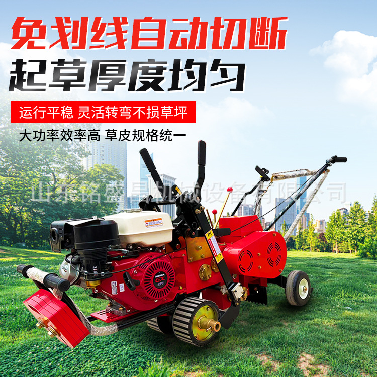 草坪划线机汽油草皮切段移植标画线割草机手推式草场割线切割机