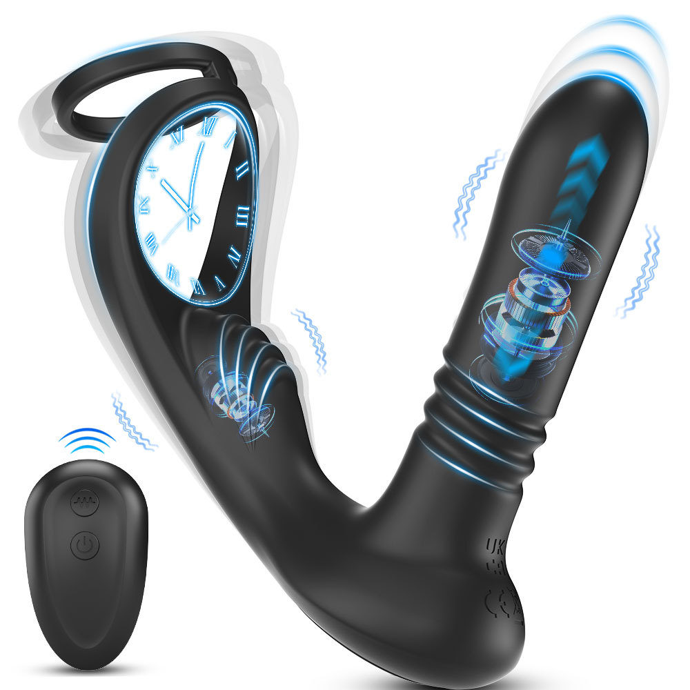 Double Ring Prostate Massager With Remote Control Silicone Vibrator_voghion.com