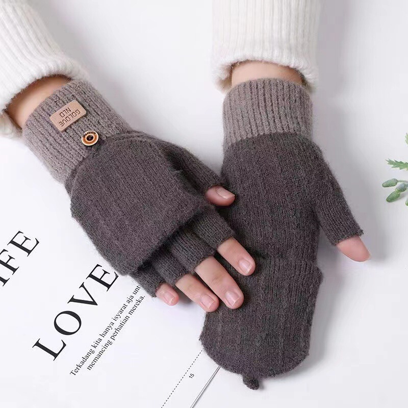 新しい秋冬のカップルのカシミヤの半手袋の手袋は手を温めて保温の手袋のジャカードの手袋を覆います。|undefined