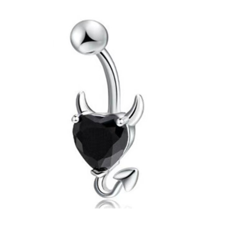 Simple Style Heart Shape Titanium Steel Inlay Zircon Belly Ring 1 Piece display picture 2