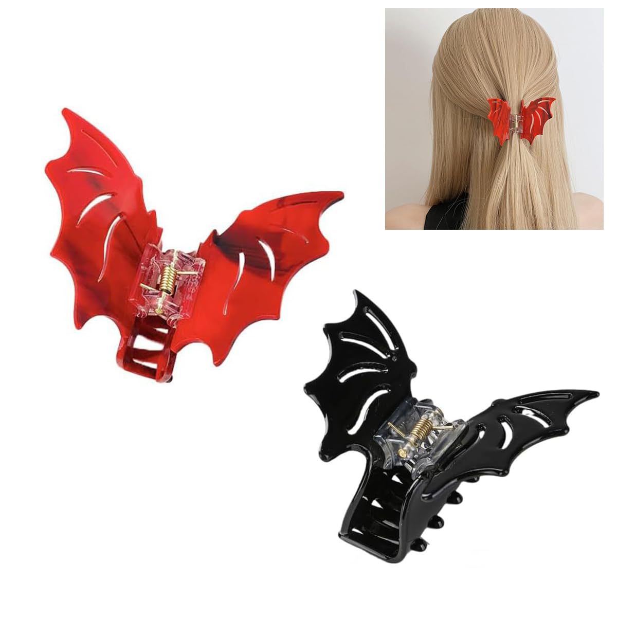 50g Weight Hair Claws Hair Accessories Type 1 Piece Quantity Holiday, Daily Occasion Acrylic Material Halloween Festival Bat Pattern Women's Gender Hollow Out Design Sweet, Cool Style Style Sweet Cool Style Women's Bat Arylic Hollow Out Hair Claws 6