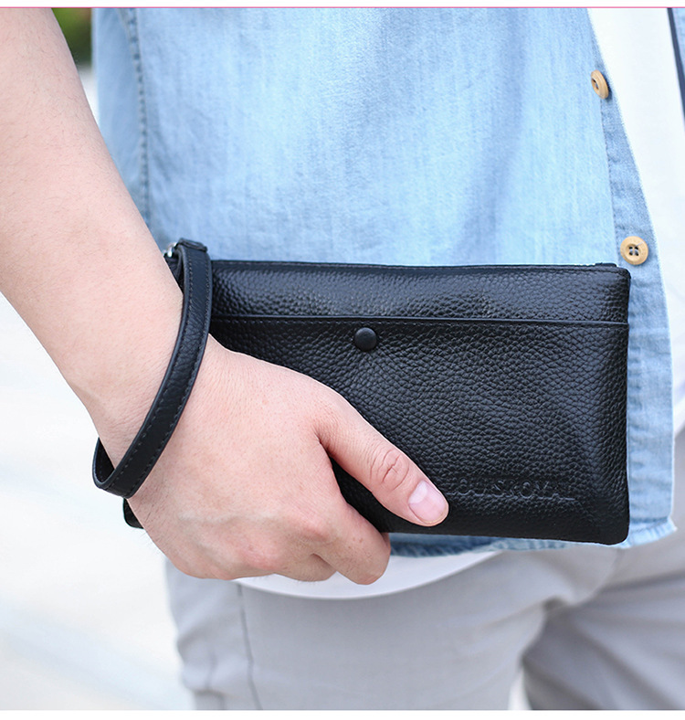 Men's Leather Clutch Bag Multi Compartment Mobile Phone Holder_voghion.com