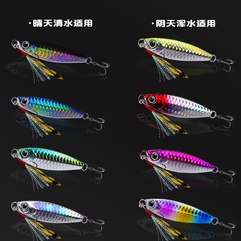 Caída de la placa de hierro de Luya patrón de escala de pescado boca oblicua kaxing nueva pesca capa de agua completa Luya cebo Placa de hierro