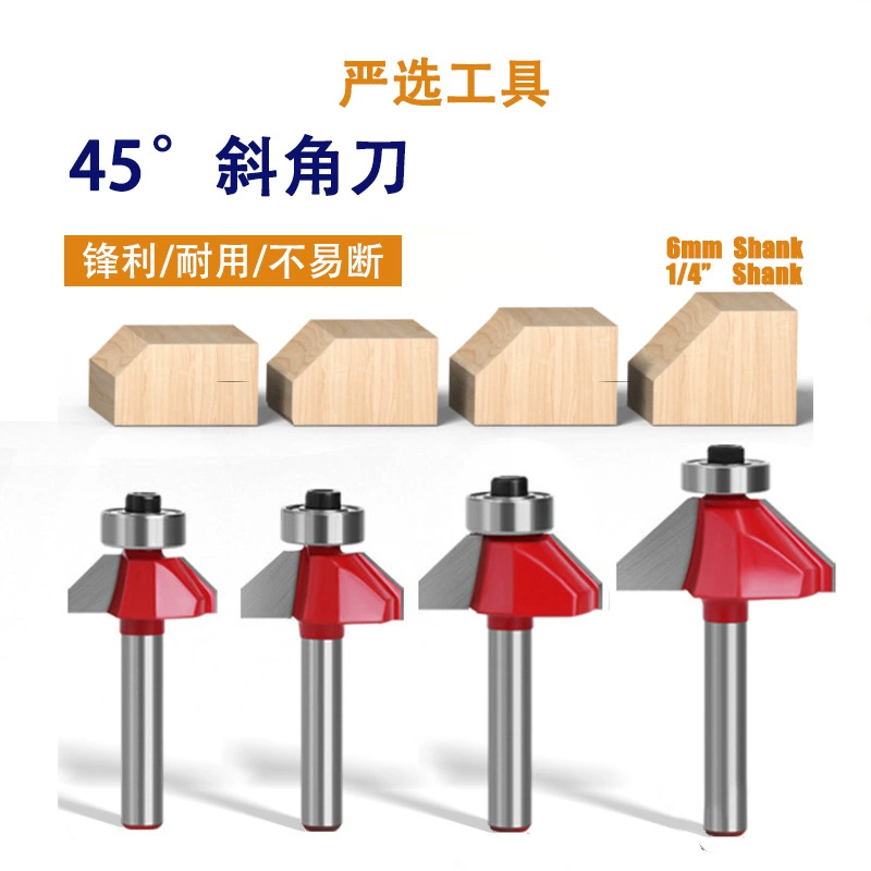 Фреза угловая 45 градусов, красная, хвостовик 1/4, 6-зубая фреза с круглой головкой, полукруглая фреза для рельефа, фрезерная головка для обрезки, фрезерная головка для деревообработки.