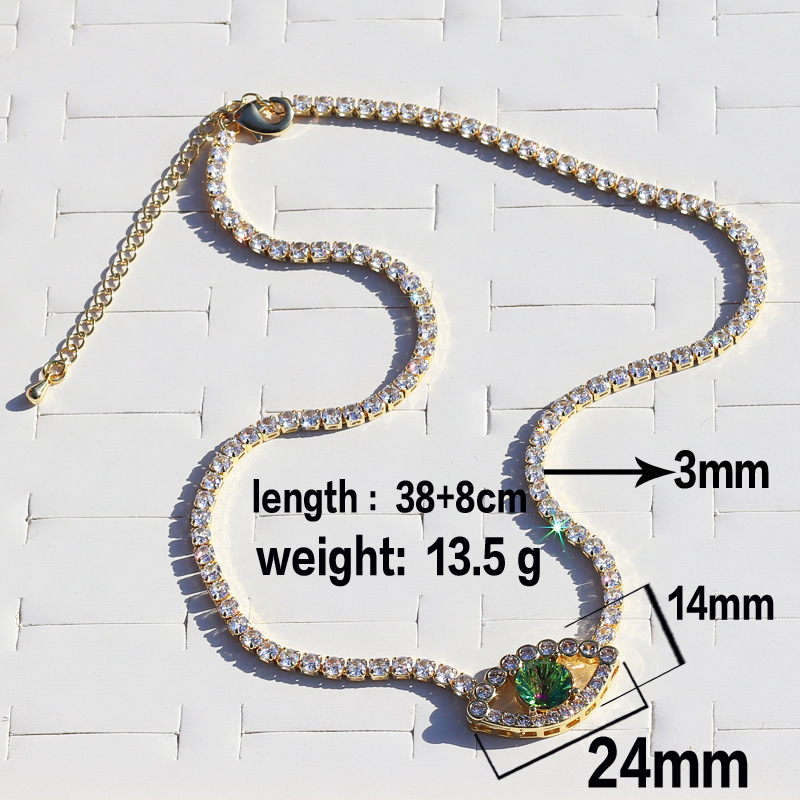 Retro Eye Copper Necklace Zircon Copper Necklaces