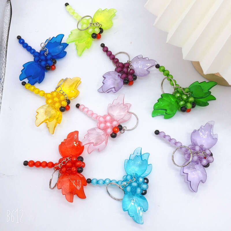 DIY Hand-woven Stereo Artificial Dragonfly Small Insect Ornaments Cute Little Animal School Bag Pendant