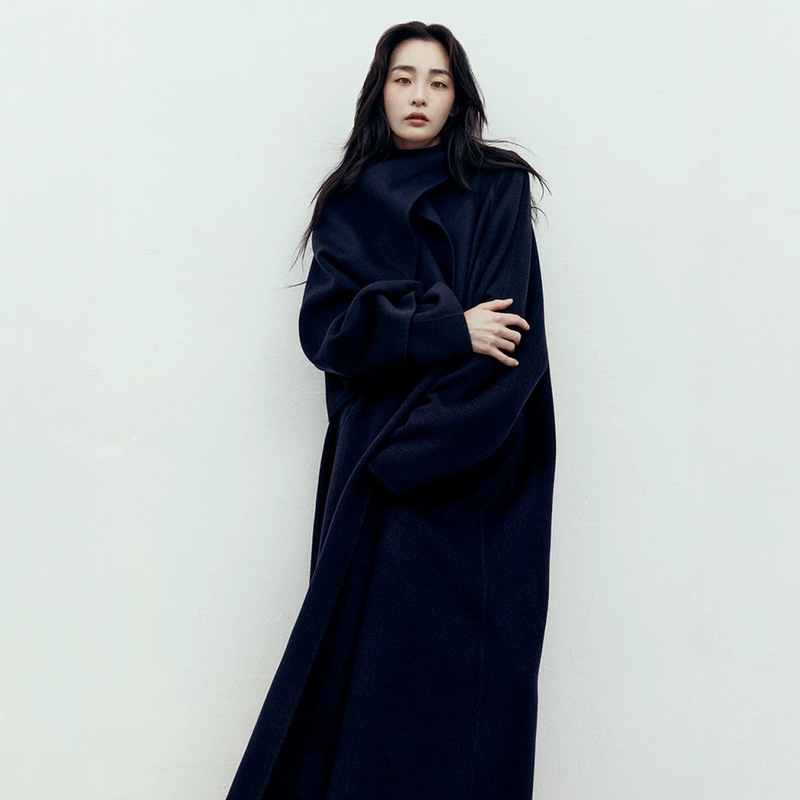 le17September scarf collar wool coat women's autumn and winter new high-end loose drop-shoulder long coat le17September scarf collar wool coat women's autumn and winter new high-end loose drop-shoulder long coat