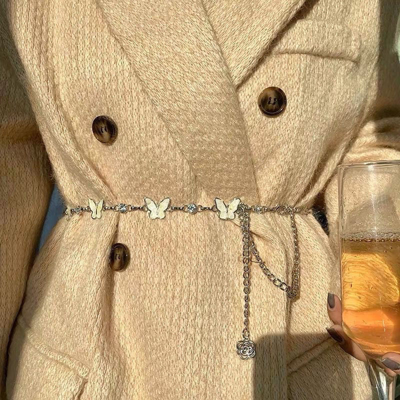 Bohemia retro plata metal mariposa cinturón cinturón de nicho accesorios de estilo nacional vestido