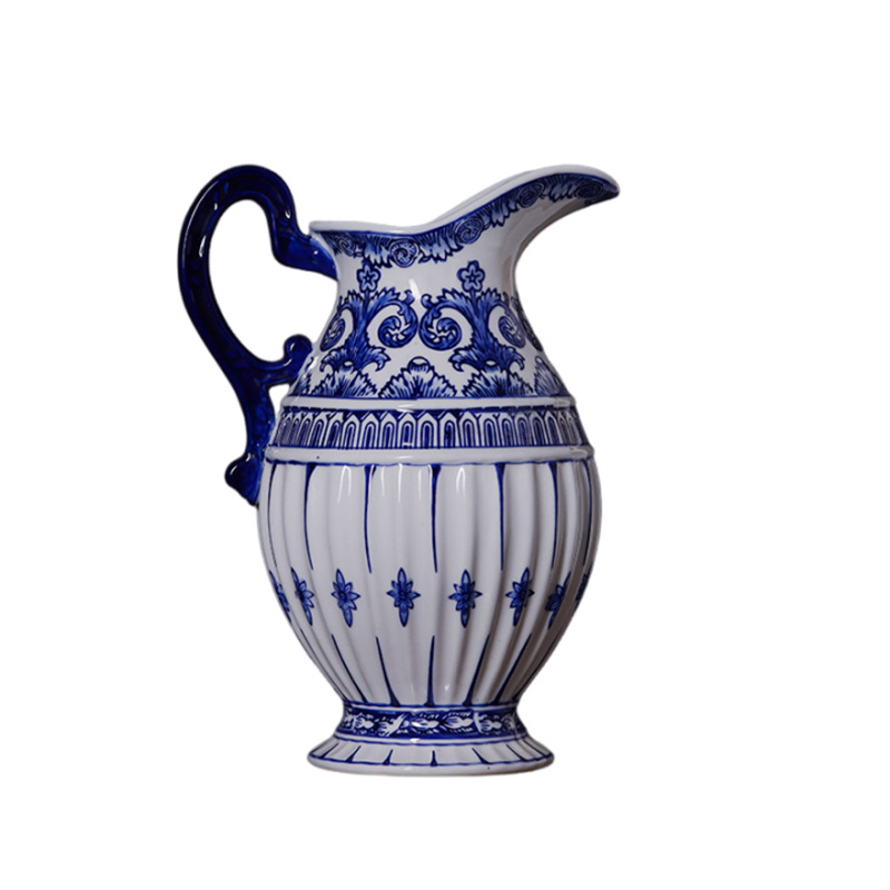 Jingdezhen vasijas de cerámica, vasijas de leche, vasijas de cerámica de color azul, vasijas de cerámica de estilo chino, gabinete de televisión, adornos, vasijas de cerámica