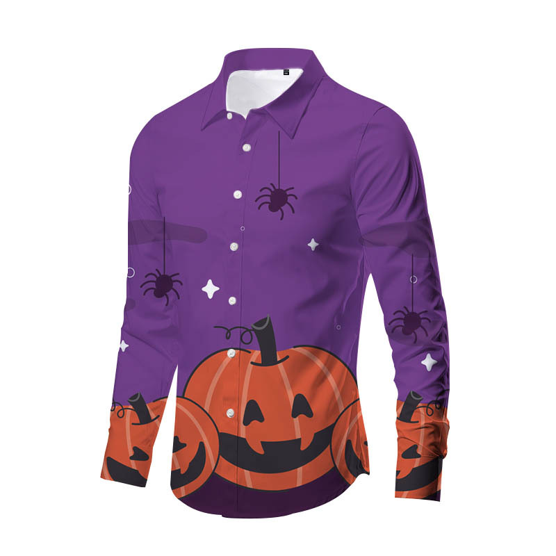 Europa y América nueva transfronteriza más TAMAÑO DE Halloween impreso de horror de los hombres delgados de moda impreso camisa de manga larga top