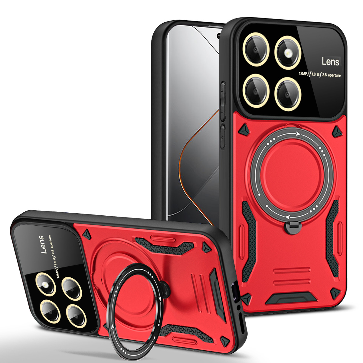 跨境适用小米14pro可磁吸13旋转支架12T红米NOTE12/11/10手机壳套