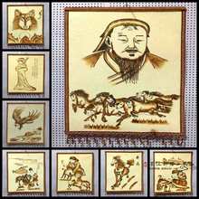 蒙古烫毡画蒙古特色挂画蒙古餐厅装饰烙画蒙古包装饰挂画羊毛毡画