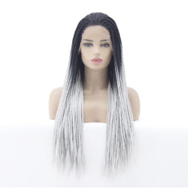 Fabricantes gradualmente tres trenzas pequeñas capas de fibra química encaje mitad gancho peluca peluca sintética LW0180