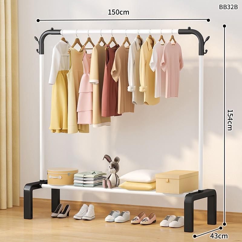 piso percha de ropa dormitorio plegable grueso grueso pequeño interior de plástico percha de ropa doméstica doble varilla balcón