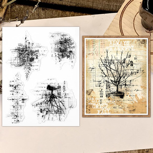 Cross-Border Dropshipping Retro Flowerpot Branches Transparent Silicone Seal Handbook Card Decoration Transparent Seal Pattern Wholesale