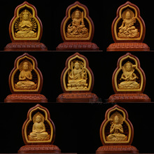 黄杨木雕八大守护神汽车装饰品车载摆件一路平安佛像底座酸枝镶嵌
