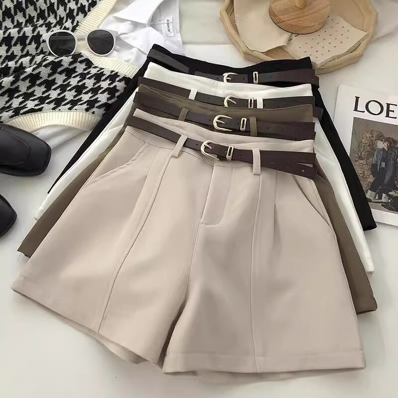 High-Waisted White Shorts for Women Spring and Summer 2025 New Suit Wide-Leg Pants Loose and Versatile Outer Wear Fashionable Casual Pants