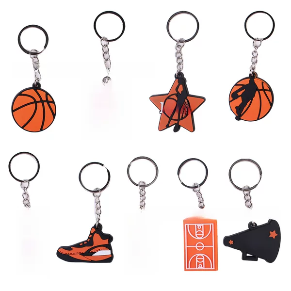 Blue Ball Game Key Party Decoration Keychain Pendant Buckle Basketball Court Wholesale Cross Border Straw Patch Decorations