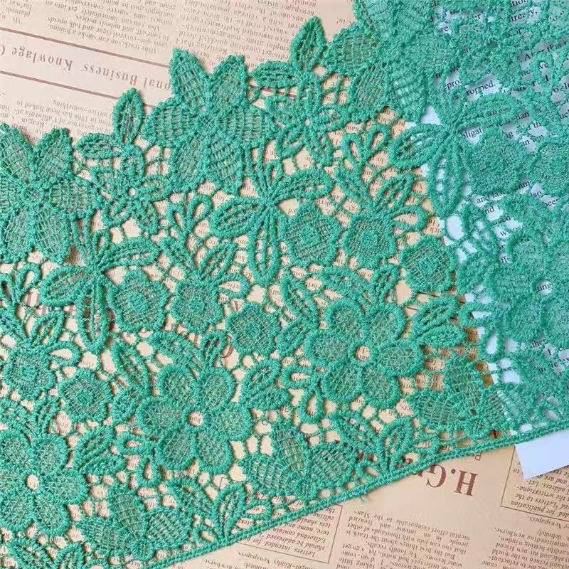 18 cm hierba verde acuoso hueco poliéster bordado encaje cortina tela de mes falda DIY material decorativo