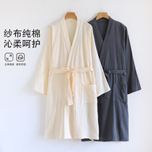春夏日式情侣纯棉双层纱浴袍浴衣男女家居服吸水亲肤民宿酒店睡袍
