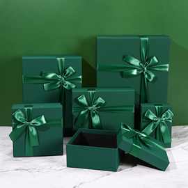 墨绿色复古口红礼盒批发天地盖伴手礼盒空盒高档化妆品礼物包装盒