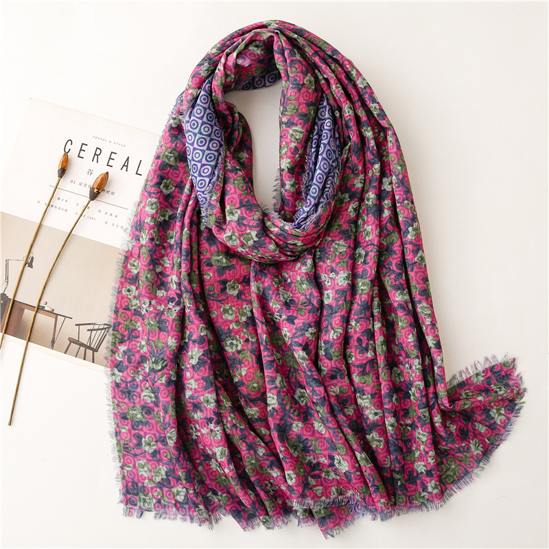 Fashion Double-sided Printing Fringe Long Gauze Scarf display picture 1