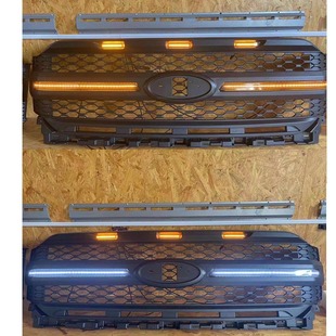 Suitable for 21-24 Ford F150 Modified Honeycomb Front Grille with Daytime Running Lights Grille Accessories