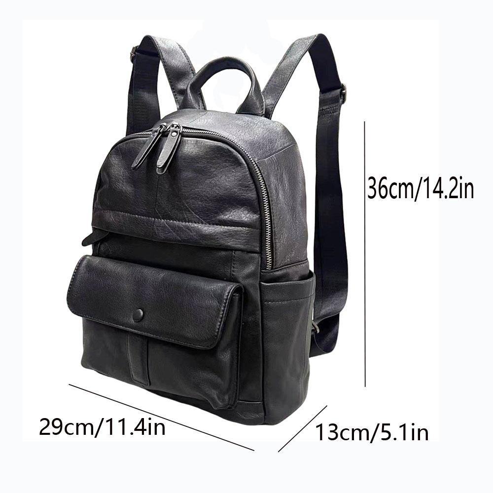 Leather Backpack Women's Black Top Layer Cowhide Women's Backpack Versatile Soft Leather Women's Bag_voghion.com