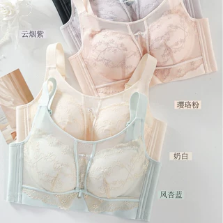 大胸显小D杯蕾丝抹胸型内衣轻薄无钢圈聚拢侧收副乳大码女士文胸