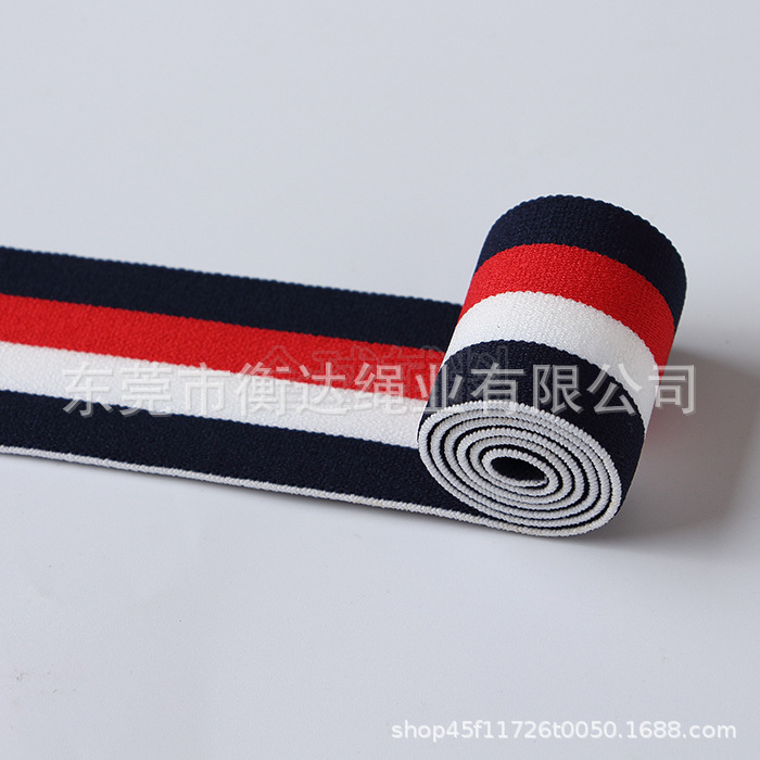 Inventario al por mayor de 4cm rayas de color medio de nylon elástico cintura lateral banda elástica accesorios de ropa