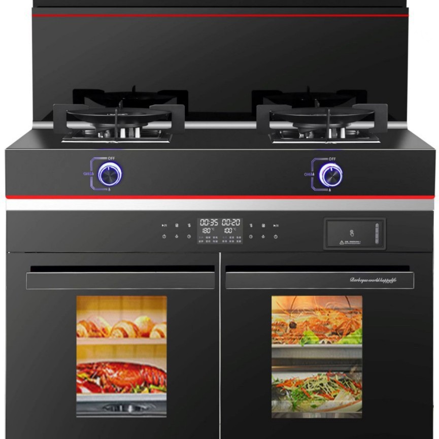 Integrated stove 900 wide double two door left steam right baking smoke machine stove disinfection cabinet integrated cheap affordable low price