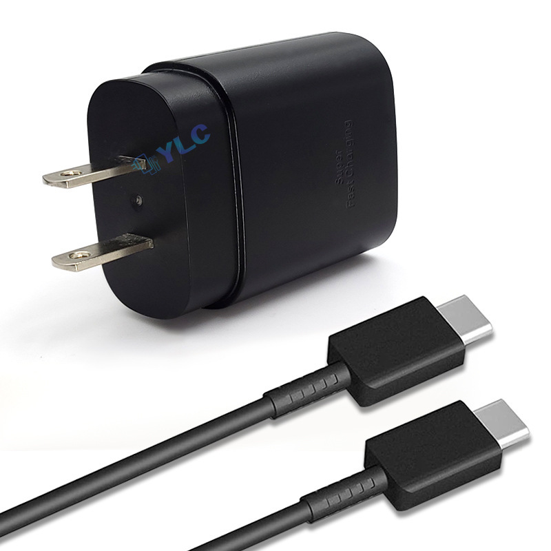 25W 2-in-1 Type-C Fast Charging Us Standard Charger with Cable Suitable for Samsung S22 S23 Ultra