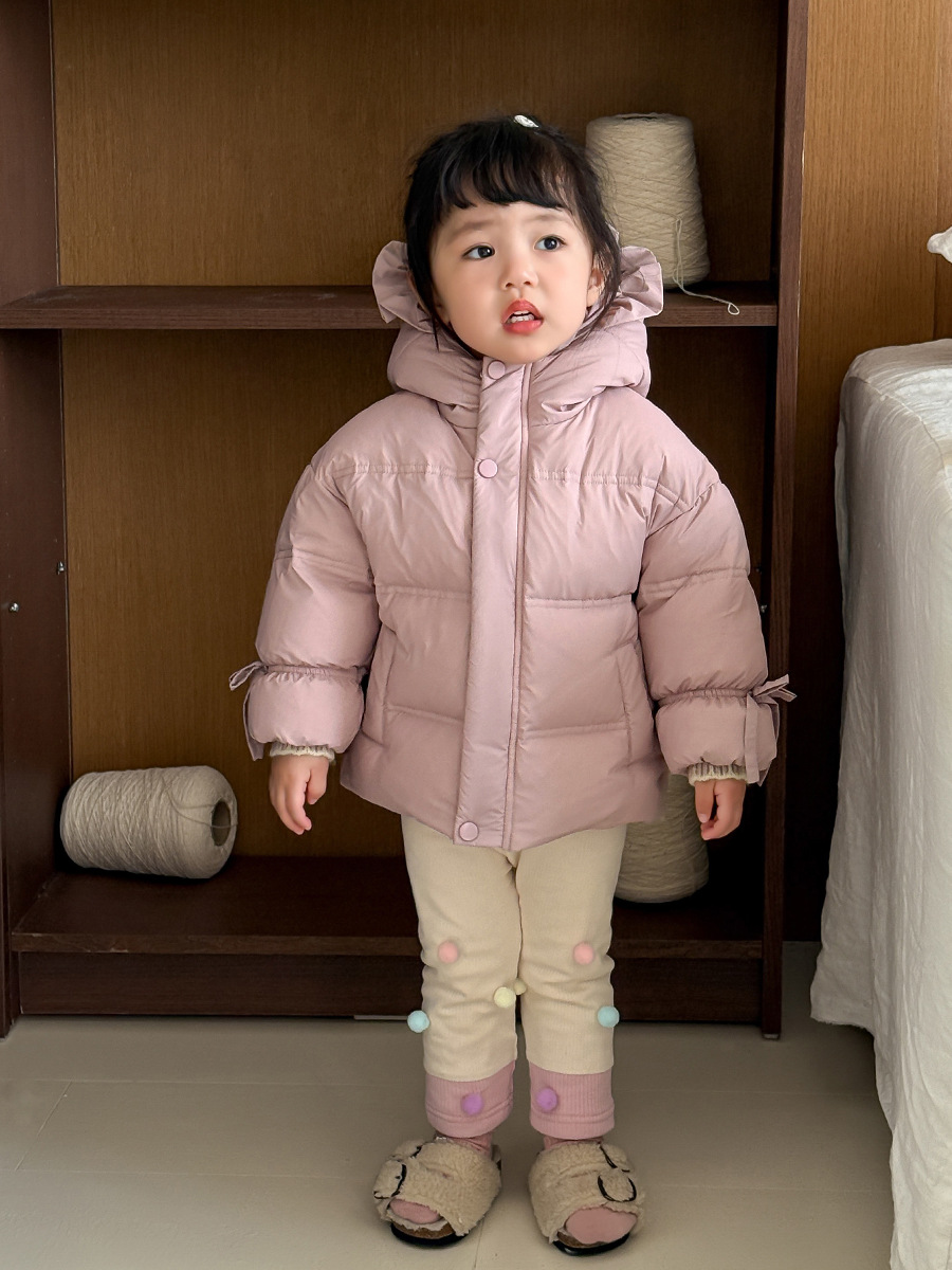 Sugar Pear ropa para niños invierno bebé engrosado chaqueta con capuchón 2024 nueva ropa de invierno para niñas