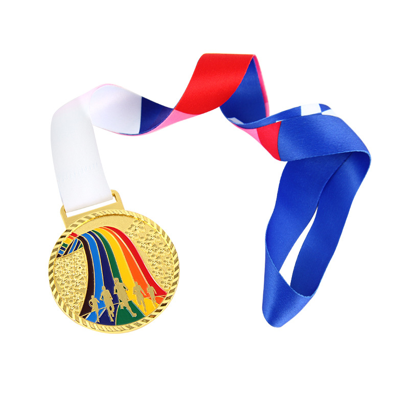 Medalla de metal de alto nivel personalizada en stock Juegos de estudiantes maratón conmemorativo medalla listada