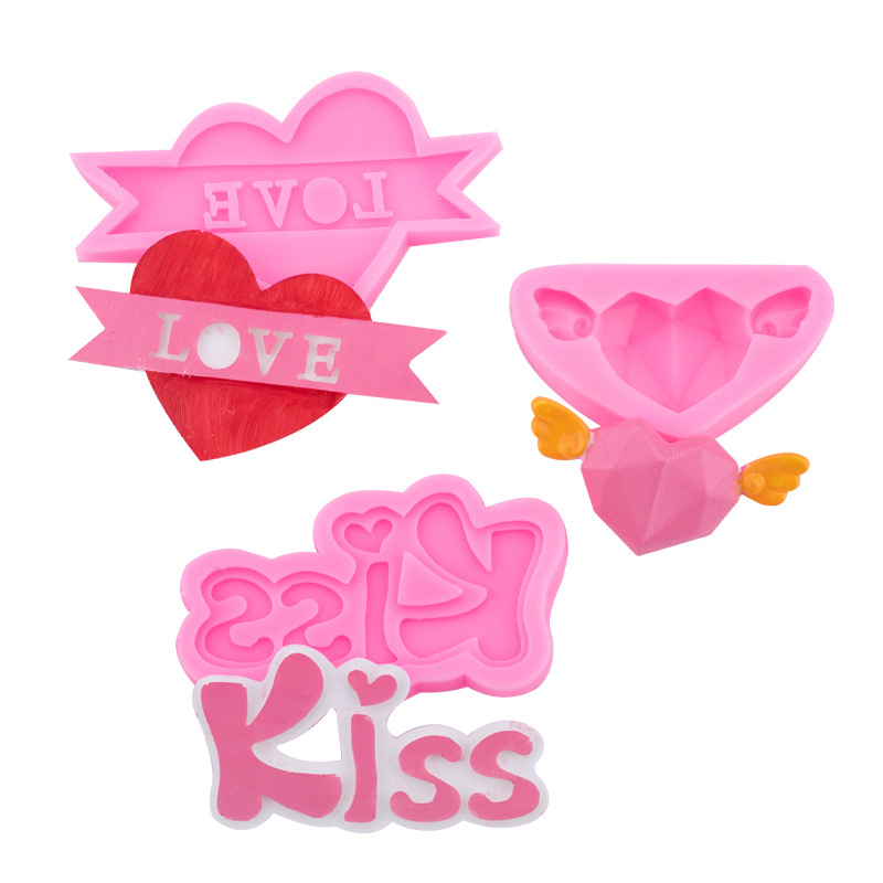 Día de San Valentín amor carta amor te amo carta silicona molde fondant chocolate pastel decoración molde