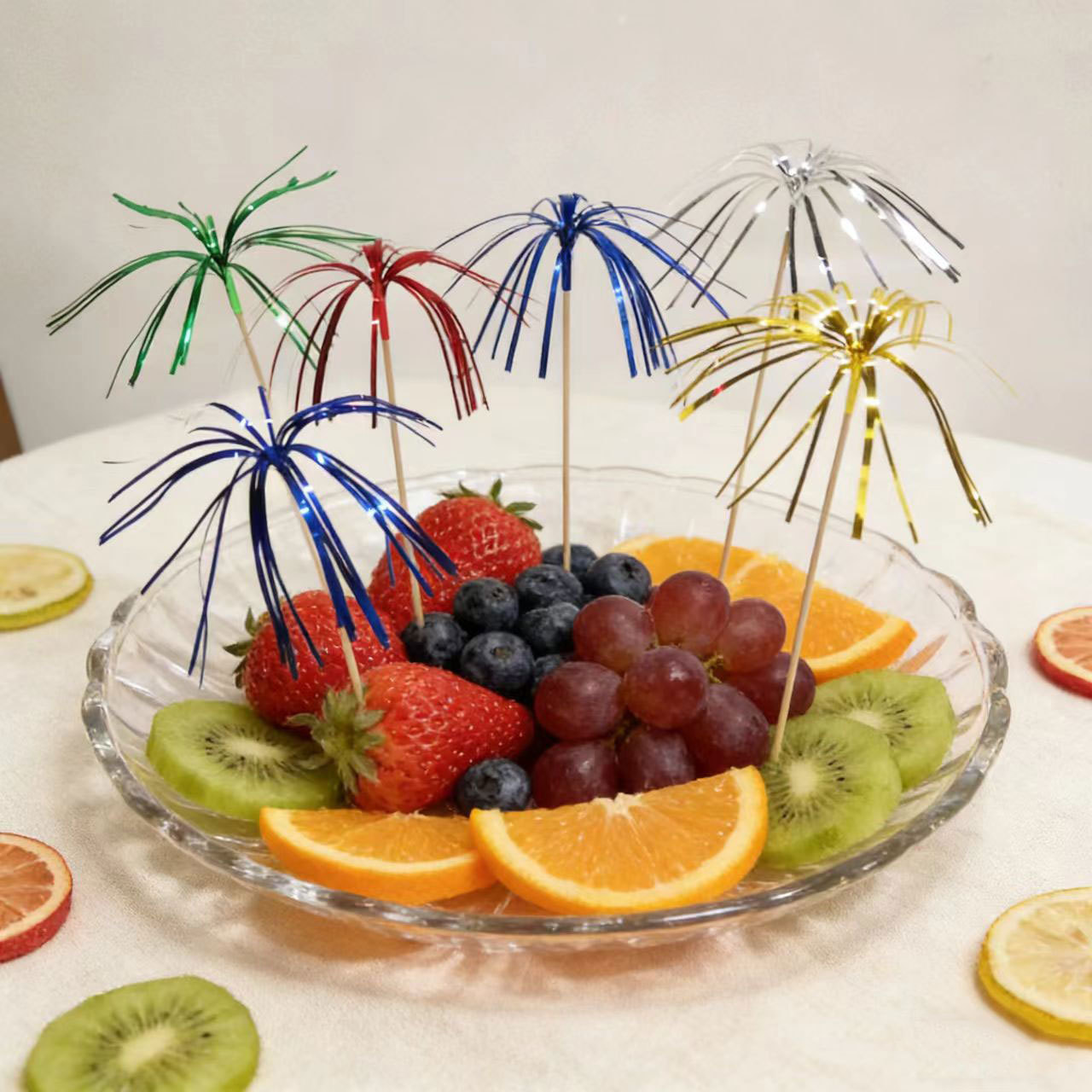 Cash fruta palo creativo colorido cigarrillo de madera 100 unids cóctel aguja 15cm en stock al por mayor