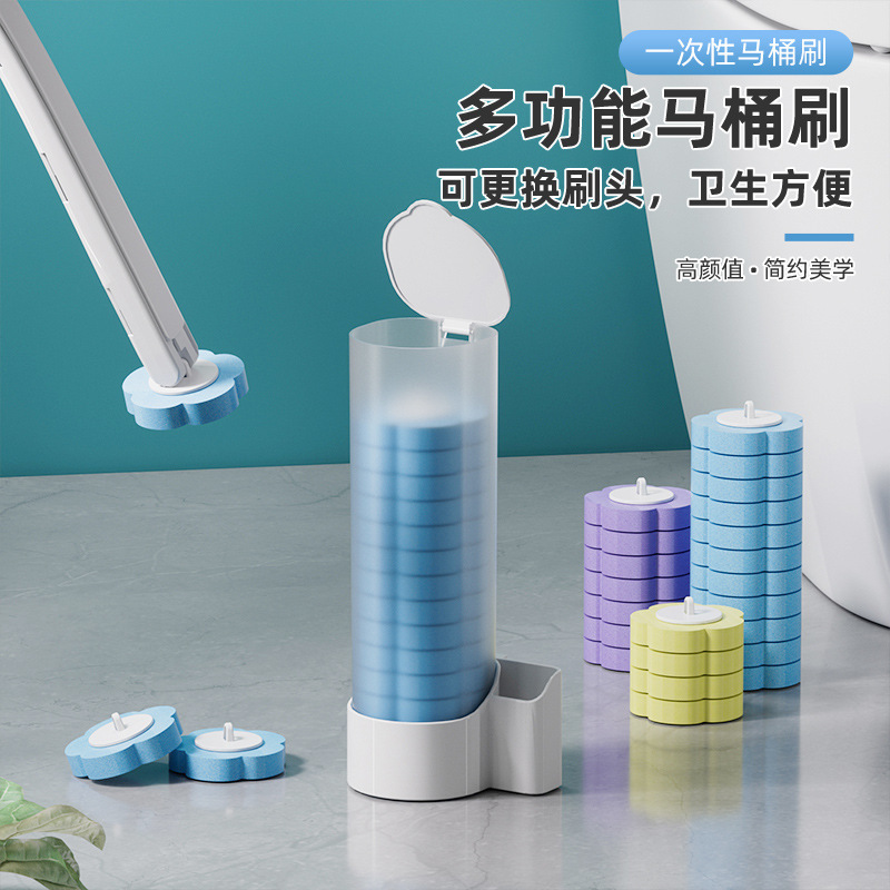 Toilet Disposable Toilet Brush Set No Dead Angle Throwable Toilet Brush Replacement Head with Cleaning Liquid Cleaning Set