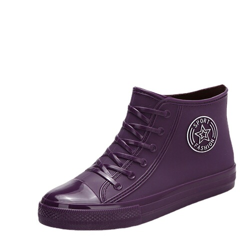 Korean version of trendy star low-top water shoes, women's working kitchen velvet short-tube fashionable rain boots for women