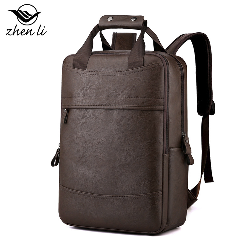 Men's trendy large capacity business PU computer women's casual versatile student backpack_voghion.com