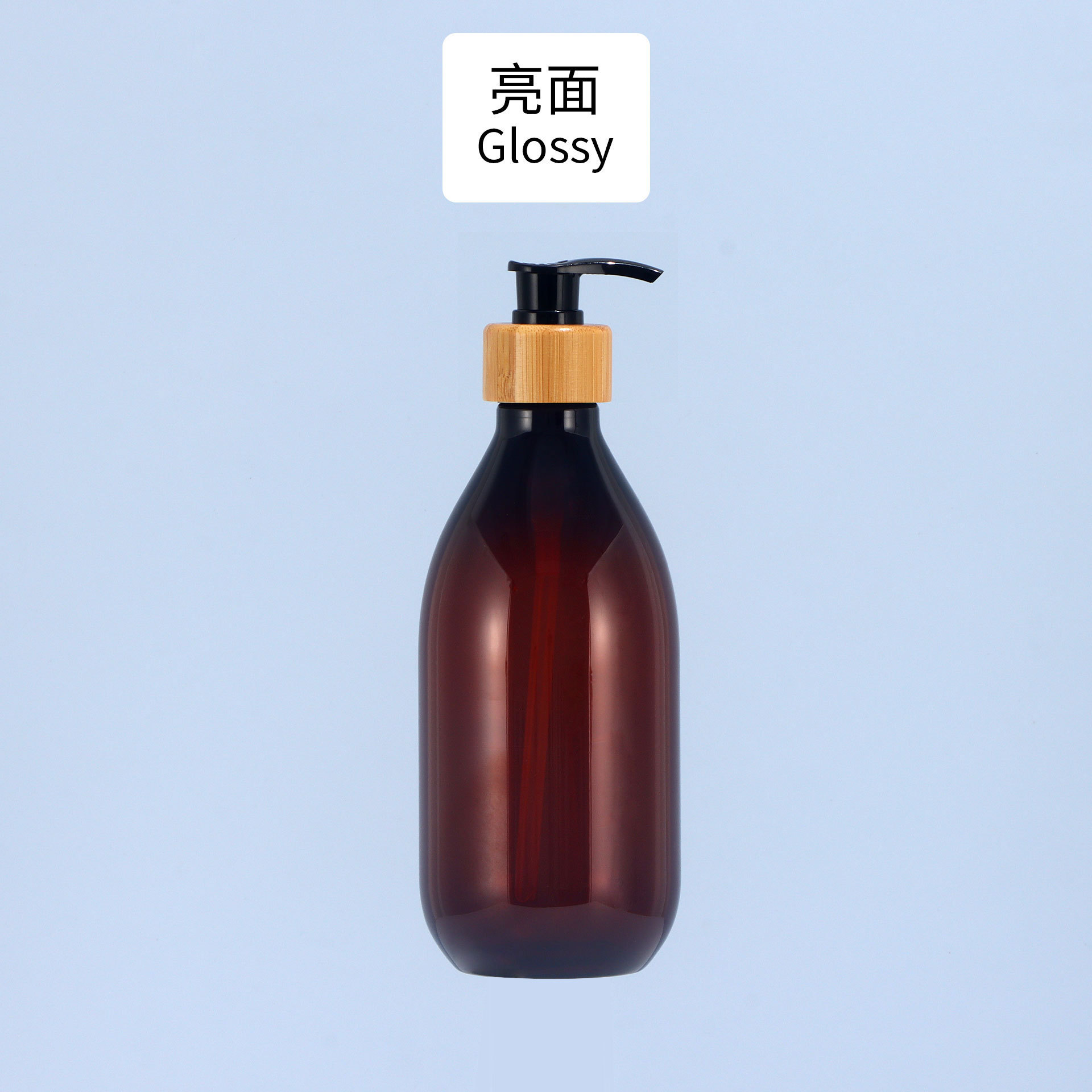 Botella negra de 500ml para desinfectante de manos, botella de loción con cabezal de bomba de madera de bambú de lujo accesible, botella de champú de 300ml