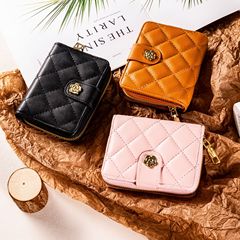 New Style Diamond Pattern Small Scented European and American Ladies Luxury Wallet Money Card Integrated Handbag Credit Card Bag Mobile Phone Bag 
