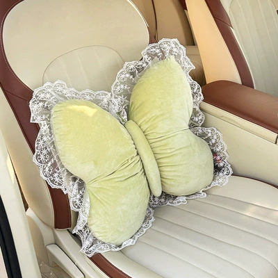 Cushion Neck Pillow Plush Car — Waist support - plush-butterfly-waistrest-yellow