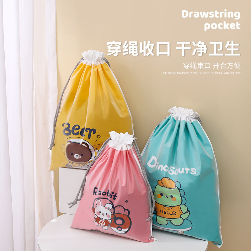 Bolsa de cordón CPEVA de dibujos animados de doble capa bolsa de cordón engrosada bolsa de embalaje de juguete bolsa de almacenamiento de ropa bolsa esmerilada