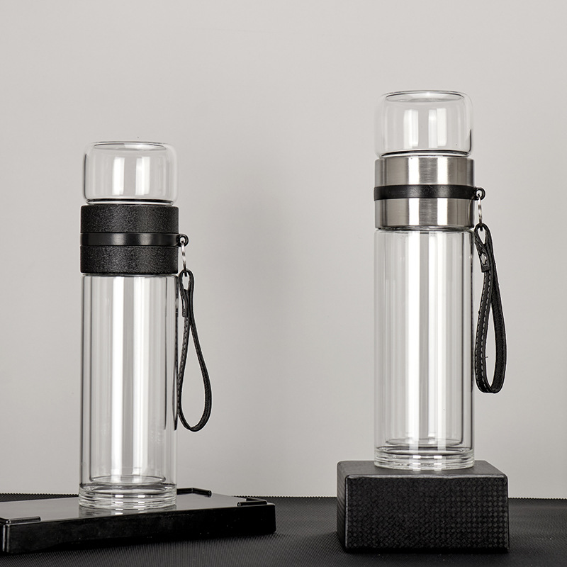 Nueva separación de té taza de té doble capa al aire libre coche aislado taza de agua oficina negocio regalo taza de agua logotipo fijo